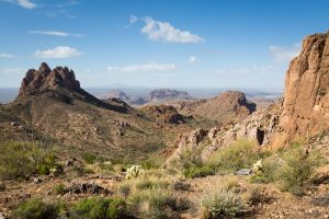 Rocky Peaks Rising Above Desert