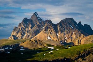 The Teton Peaks rise above the Death Canyon Shelf in Grand Teton National Park, Wyoming.