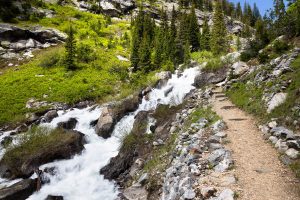 Death Canyon Trail Along Waterfall