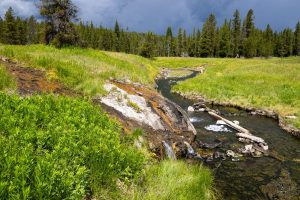 Stormy weather building over Huckleberry Hot Springs near Flagg Ranch. John D. Rockefeller Jr. Memorial Parkway, Wyoming