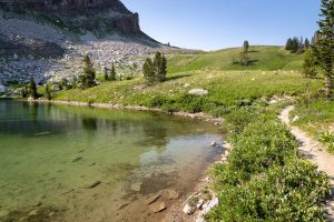 The Teton Crest Trail passing by Marion Lake as it ascends out of Granite Canyon. Grand Teton National Park, Wyoming