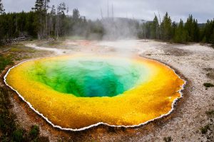 Morning Glory Pool Under Clouds