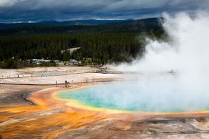 People Observing Grand Prismatic Spring