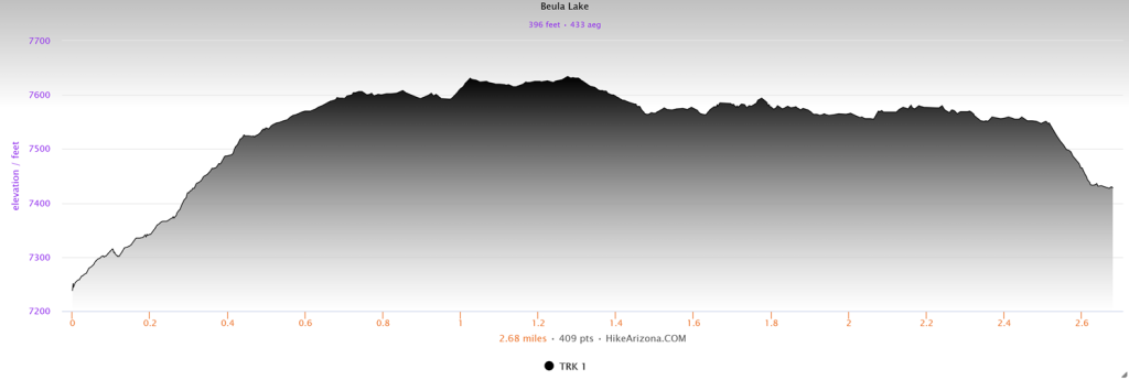 Elevation profile for Beula Lake
