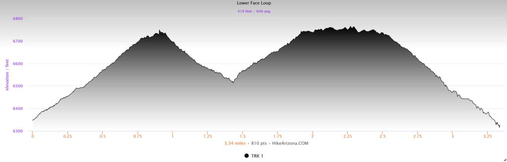 Elevation profile for the Lower Faces Loop