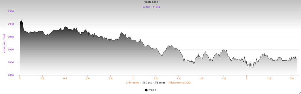 Elevation profile for Riddle Lake